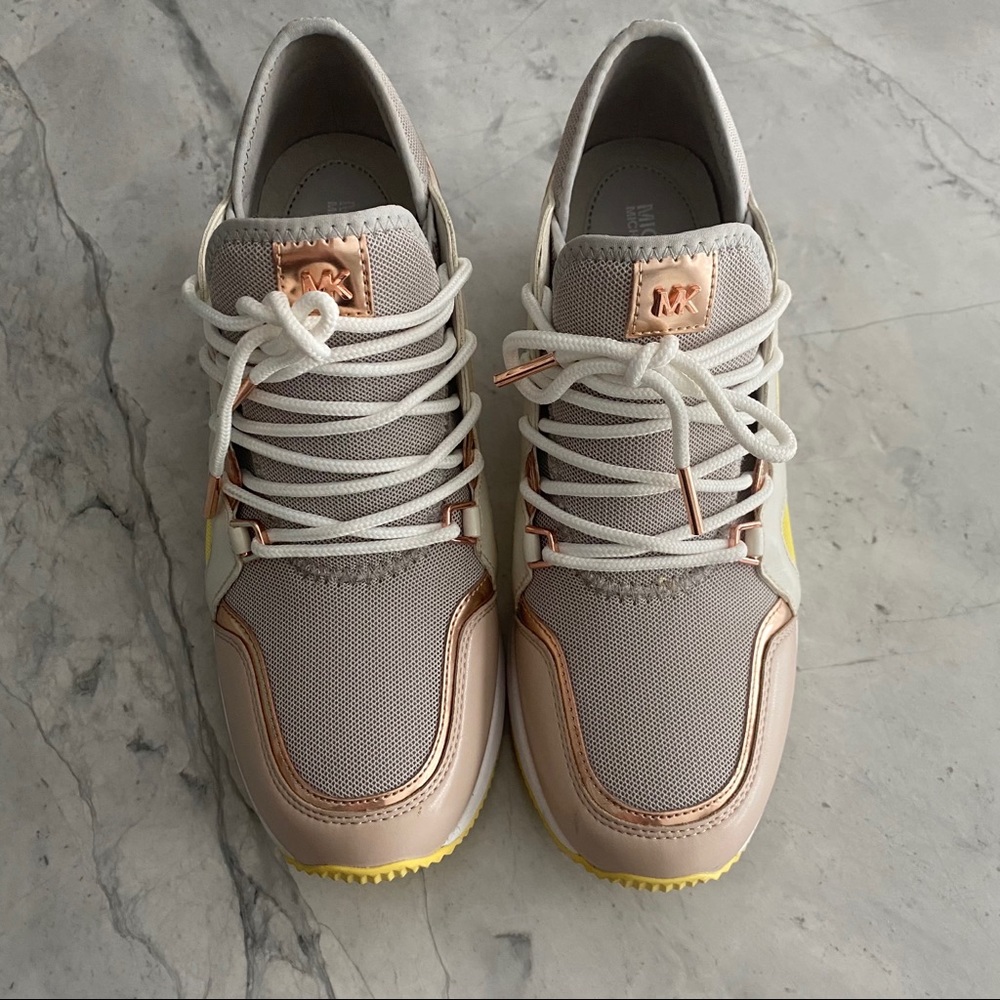 Michael Kors Rose Gold & Yellow Platform Sneakers